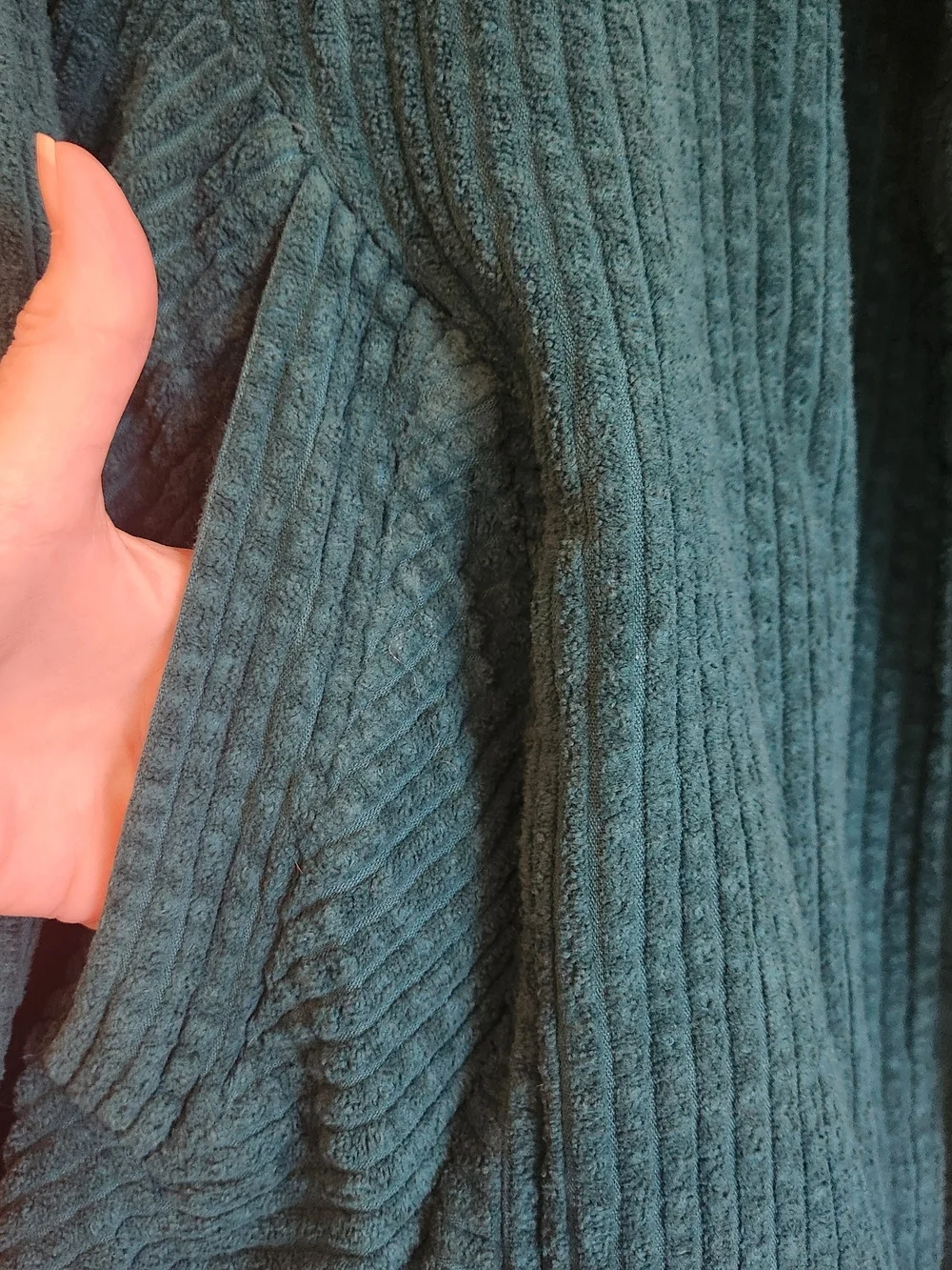 CMC by Color Me Cotton Green Corduroy Open Front Shacket Size L Flared Hemline